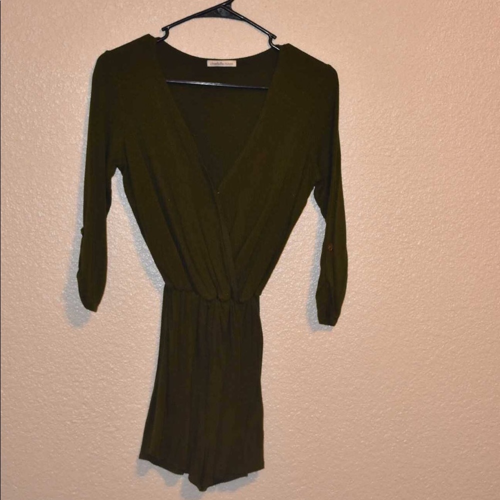 Dark army green romper